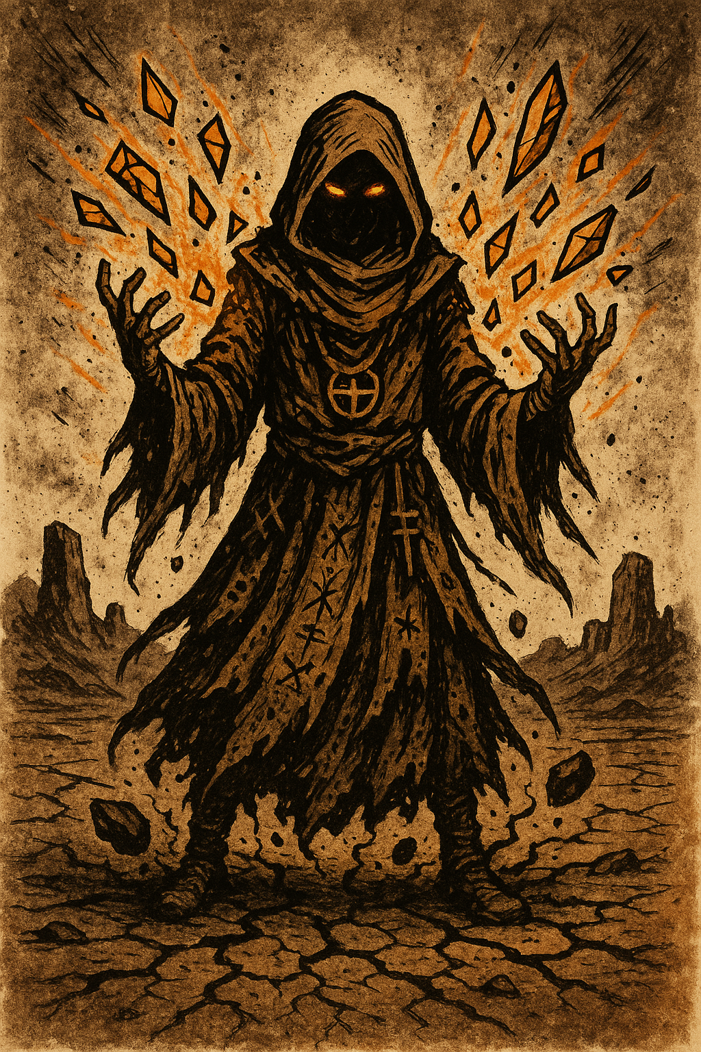 A mystic channels raw arcane energy, reality bending around their outstretched hands